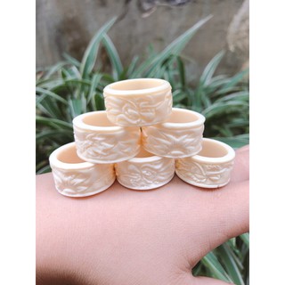 Nhẫn mỹ nghệ giả ngà trạm khắc rồng