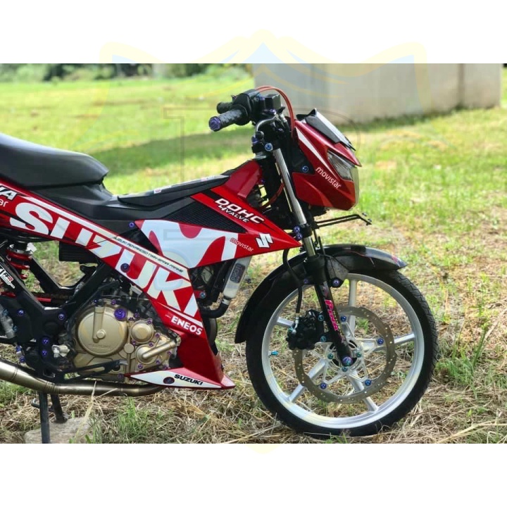 ( Quí khách vui lòng mang ra tiệm cho thợ dán ) Tem satria fi movistar đỏ