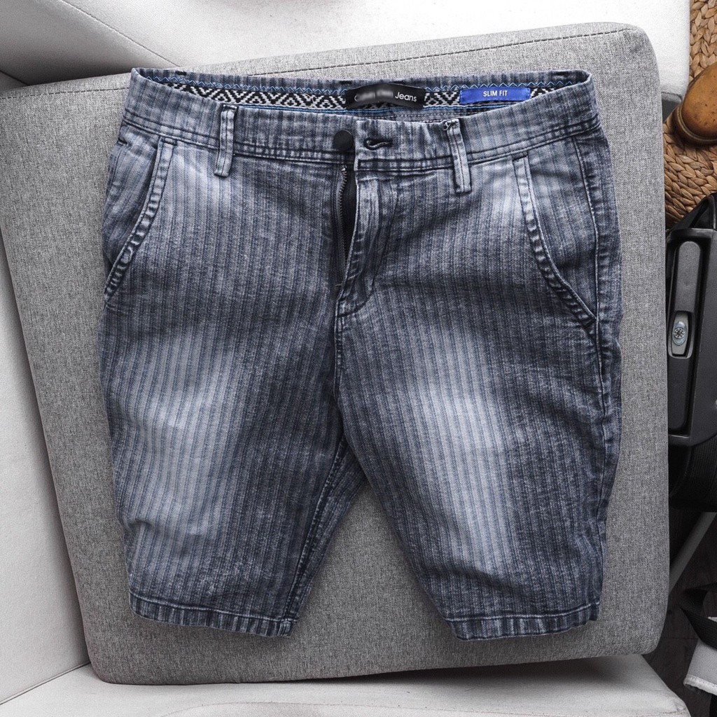 Quần short nam kaki giả jeans Cê Ka cao cấp 5M - Thiết kế sọc ẩn trẻ trung & năng động. Code 4