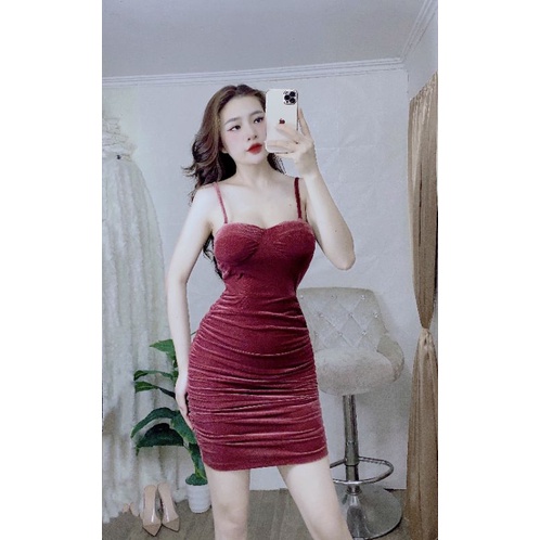 Váy body 2 dây đệm đẩy nhúm bụng, nhúm mông siêu tôn dáng