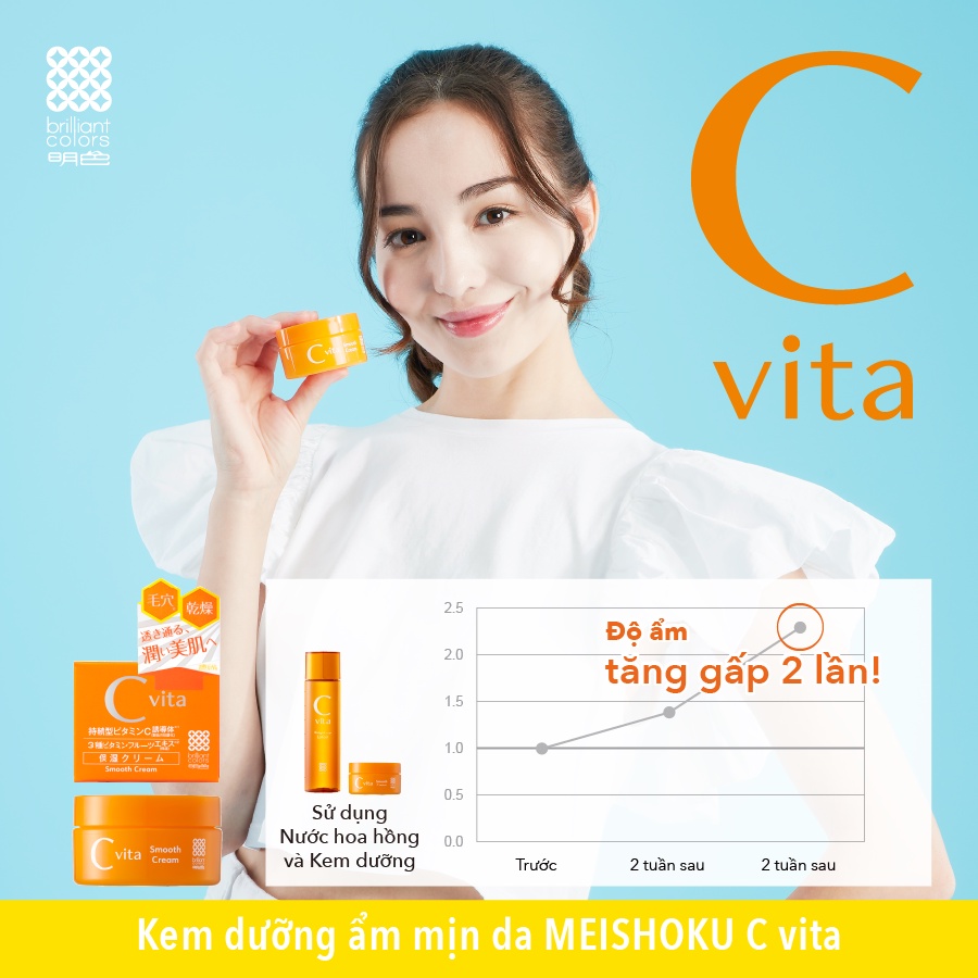 Kem Dưỡng Chứa Vitamin C Dưỡng Trắng Da Và Dưỡng Ẩm MEISHOKU CVita 45G