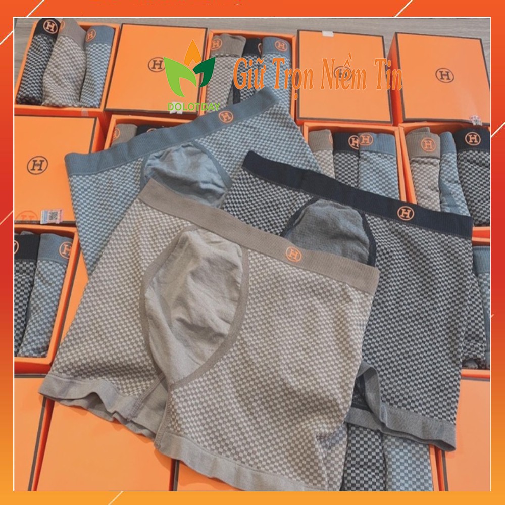 Hộp 3 quần lót nam boxer co giãn chữ H, Quần sịp đùi nam Happylive