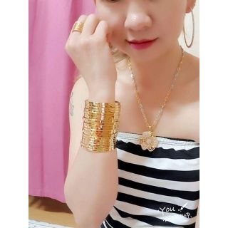 Vòng tay Ximen trơn bản vuông chốt bấm kèm video dát vàng 9999