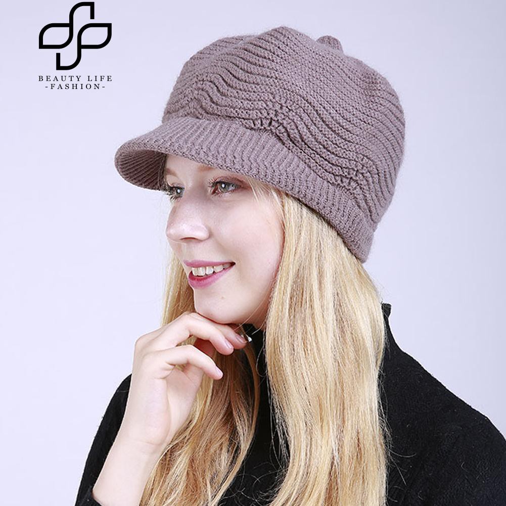 Mũ len giữ ấm vành tròn phong cách thời trang cho phái nữ
