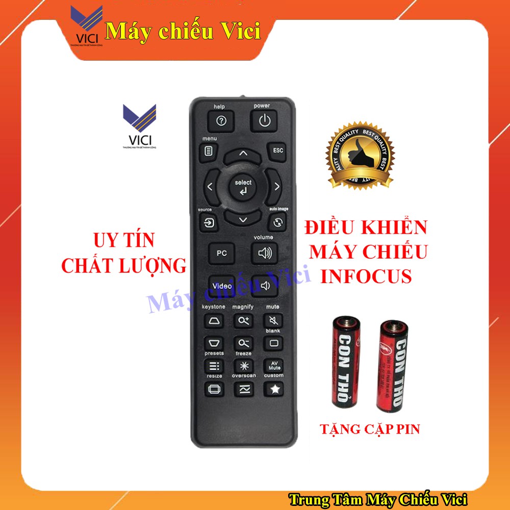 Điều khiển máy chiếu infocus chính hãng. Tặng pin đi kèm, bảo hành 3 tháng