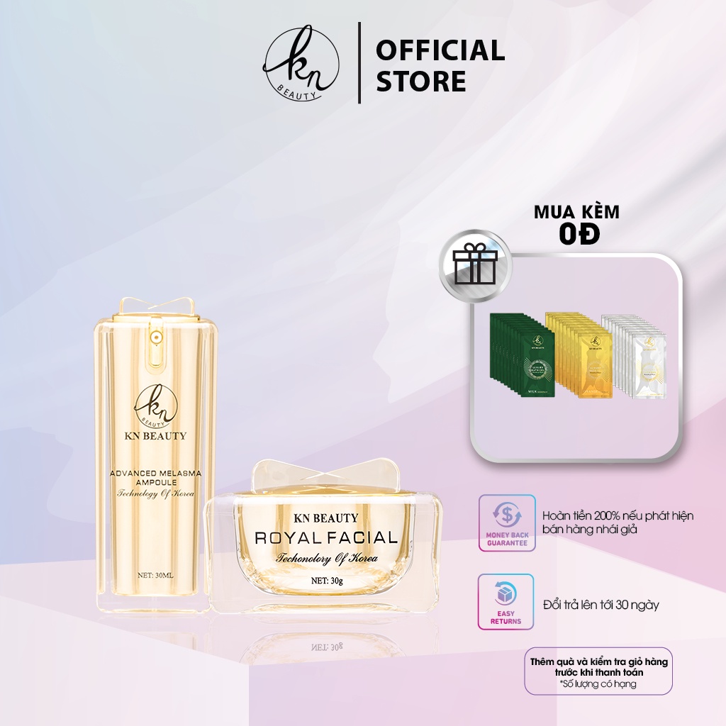 Bộ 2 sản phẩm nâng cơ trẻ hóa da Royal KN Beauty: Tinh chất dưỡng 30ml + Kem Dưỡng 30gr tặng sữa tắm bịch