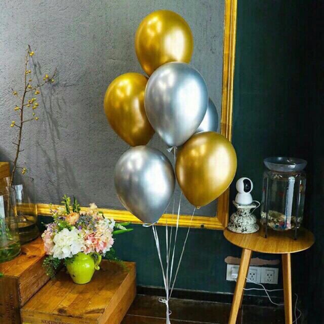 Set 30 bóng siêu nhũ mạ chrome trang trí sinh nhật, trang trí phòng cưới