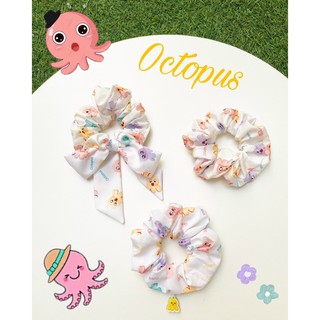 Cột tóc scrunchies charm , nơ bạch tuộc dễ thương