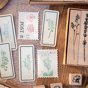 Bộ 22 Con Dấu Bằng Gỗ In Hình Hoa Lá Phong Cách Vintage Trang Trí Sổ Tay DIY