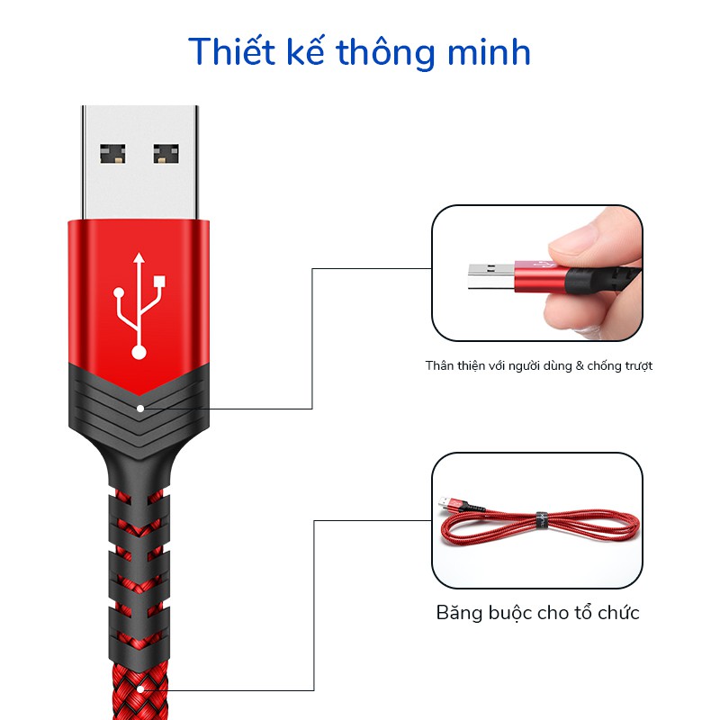 Cáp Sạc Nhanh JSAUX 3A Cổng USB Type C Truyền Dữ Liệu Tiện Dụng