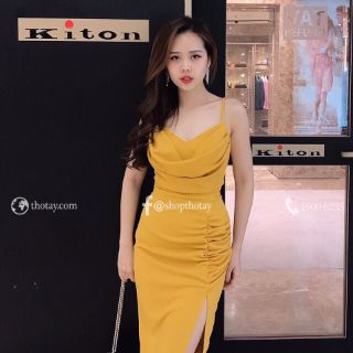 Đầm body 2 dây nhúng hông