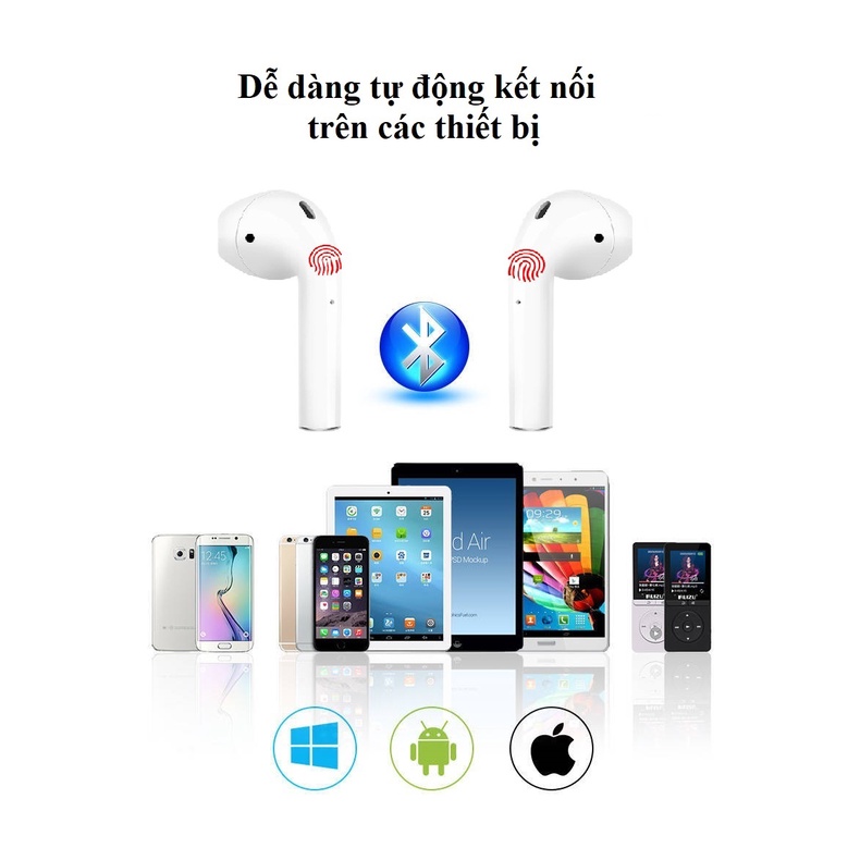 Tai nghe bluetooth Inpods I12 TWS 5.0 không dây cảm ứng chống nước âm thanh Hifi
