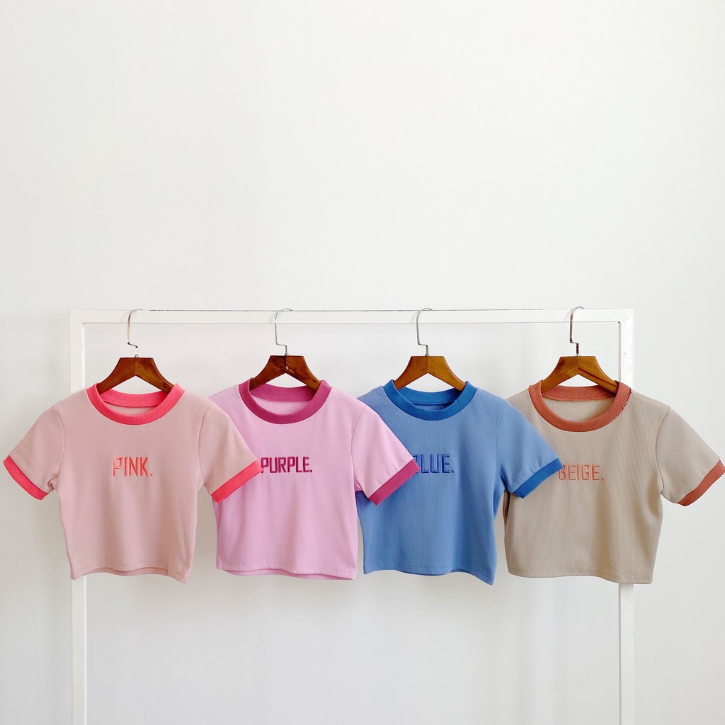 Áo croptop ôm in COLOR, áo croptop kiểu viền màu