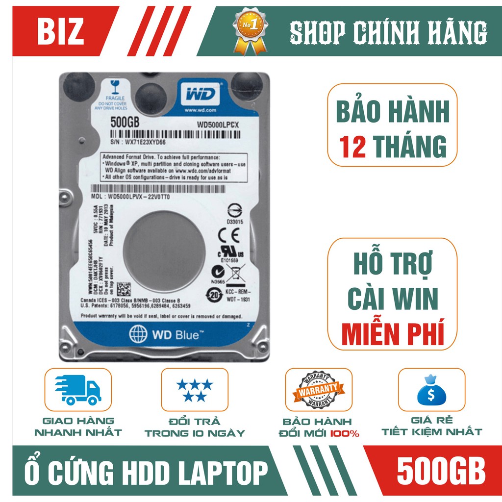 Ổ cứng laptop 2.5" HDD 500GB/1TB Western, Seagate, Hitachi,Toshiba - Bảo hành 1 năm!!!