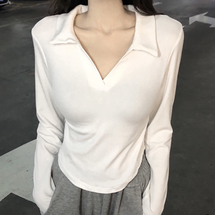 Áo polo Tay Dài Màu Trơn Thiết Kế Mới Thời Trang Mùa Thu Dành Cho Nữ