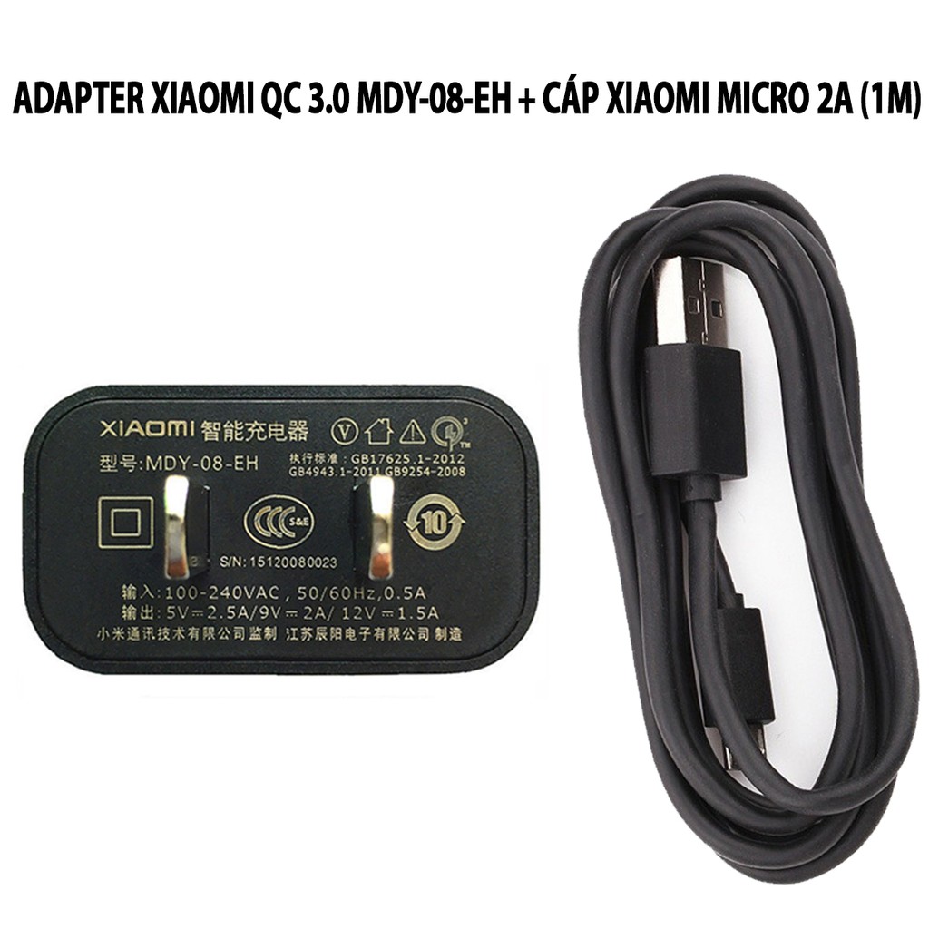 FREESHIP ĐƠN 99K_Củ MDY-08-EH sạc nhanh Quick Charge 3.0 Xiaomi + Cáp Micro 2A (1M)