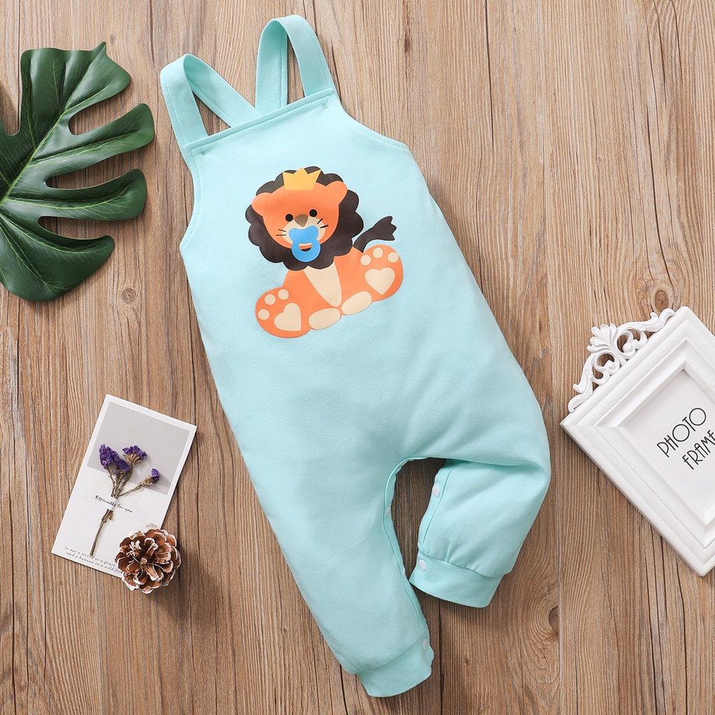 Áo liền quần Mikrdoo kiểu dây đeo vai in họa tiết động vật thời trang dành cho trẻ em