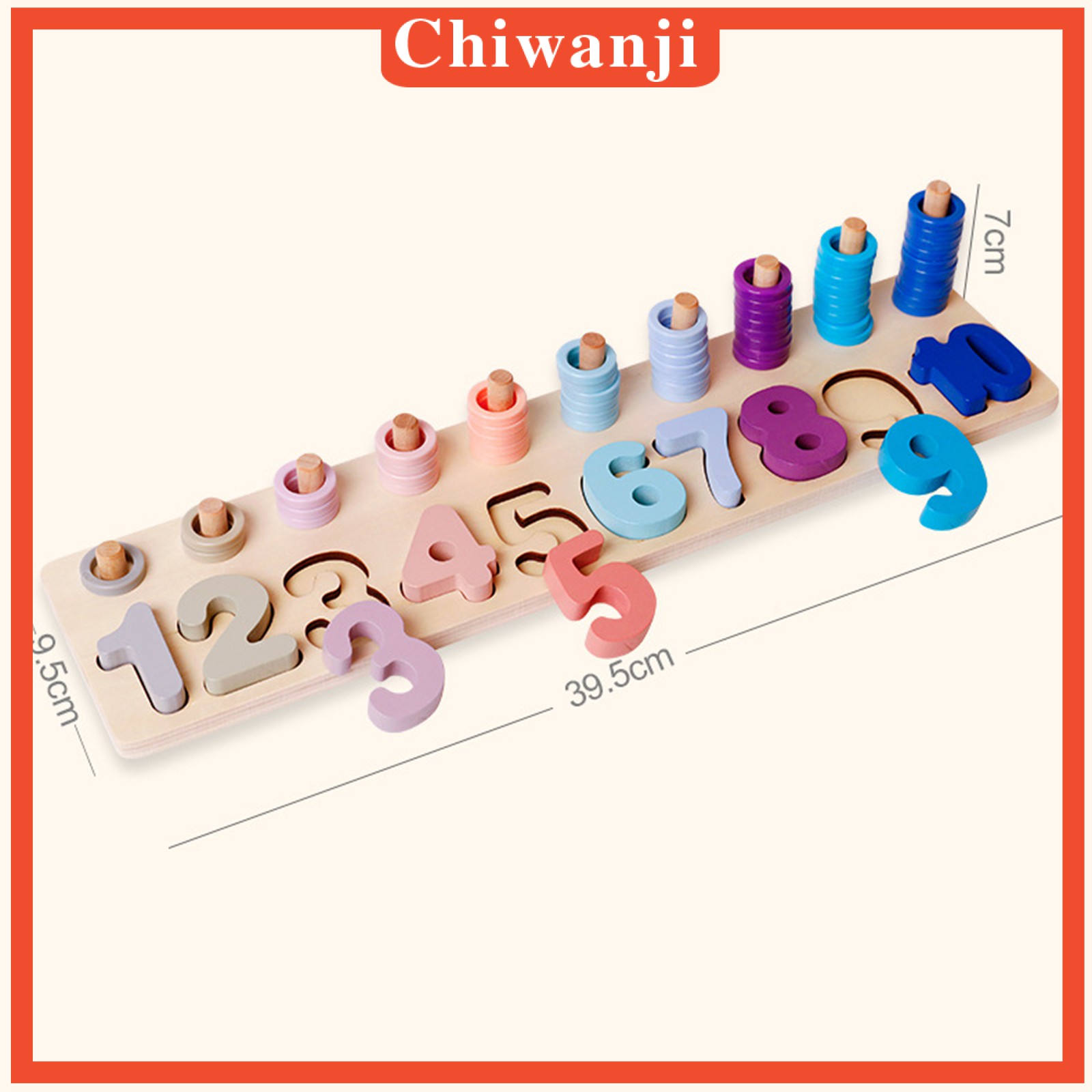 [CHIWANJI] Rainbow Rings Board Wooden Color Sorter Sorting Matching Toys Preschool