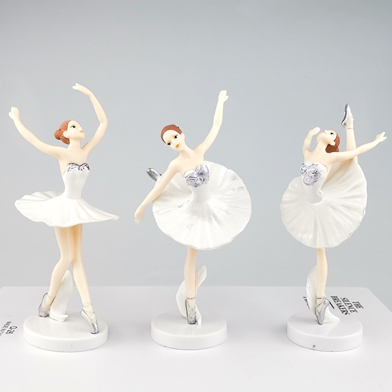 búp bê trang trí bánh kem [MIỄN SHIP❤️] bộ 3 cô gái múa bale nhựa đặc