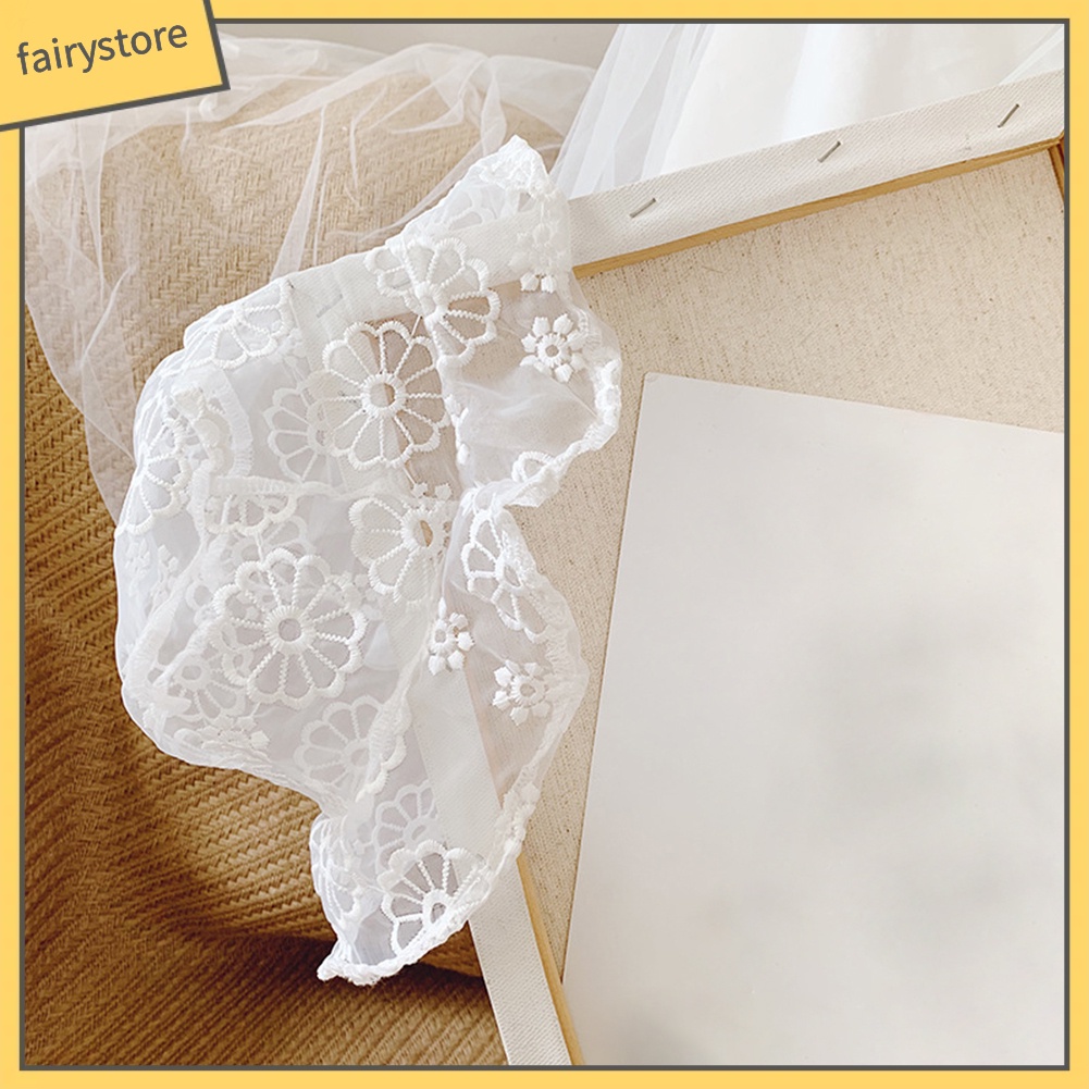 Mũ rộng vành phối ren hoa chống nắng cho bé gái