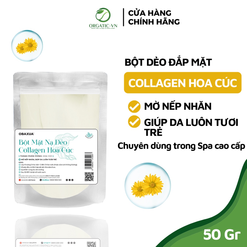 Mặt nạ dẻo dạng bột OBAXUA - Dùng trong Spa Cao Cấp - Dưỡng Trắng Da, Cấp ẩm, Chống Lão Hóa, Ngừa Mụn