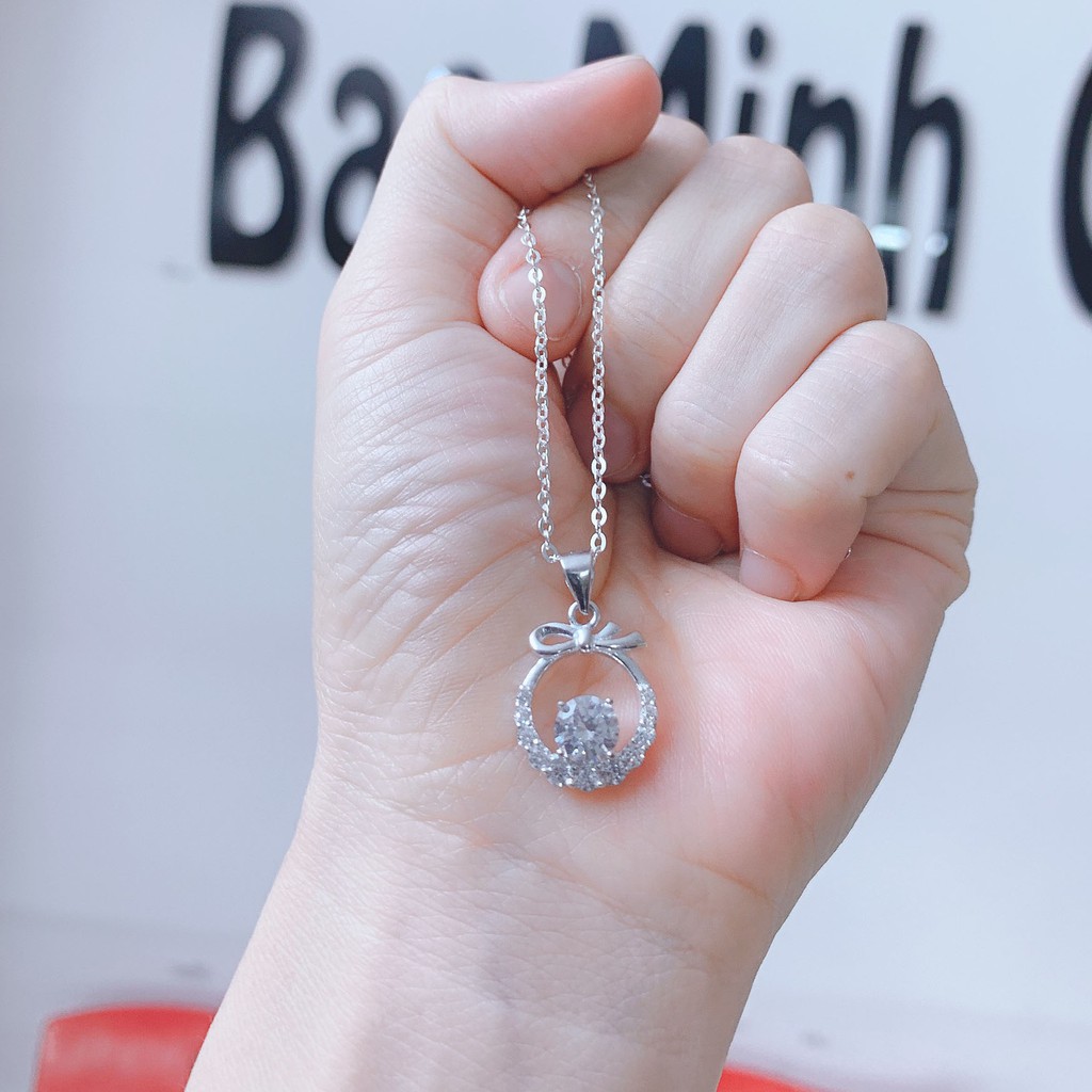 Dây Chuyền Hình Nơ Tròn Đính Đá Bạc Ta - Minh Canh Jewelry