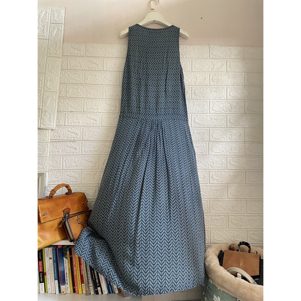 Đầm lanh chữ A dáng dài maxi