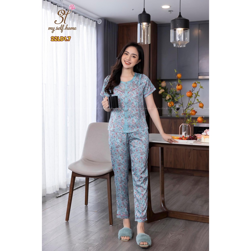 Bộ Lụa dài cổ tròn  22LD1- thời mặc nhà 3T - đồ bộ mặc nhà