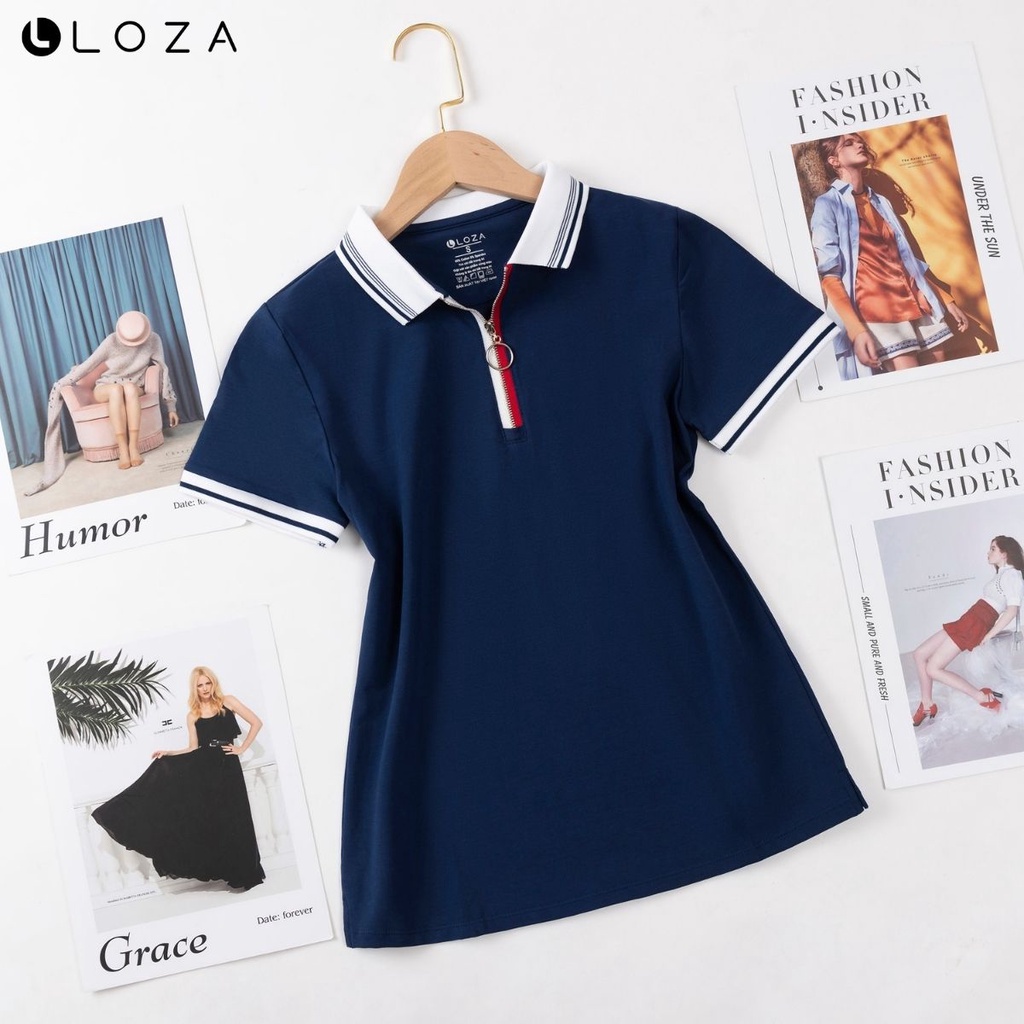 Áo Polo Nữ LOZA Cotton Lạnh Siêu mát Thấm hút tốt đỏ- PT061020