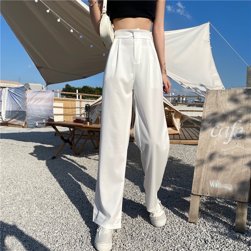 Quần dài ống rộng lưng cao thời trang cho nữ
