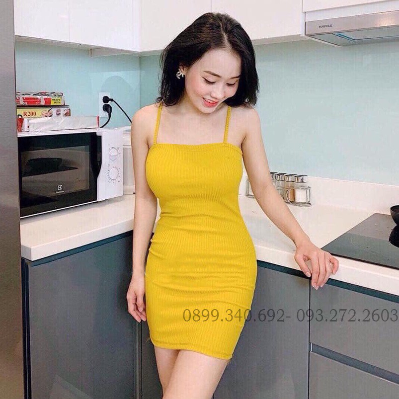 Đầm Body Hai Dây Ngang Thun tăm - Hàng bao đẹp | BigBuy360 - bigbuy360.vn