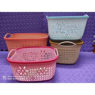 Giỏ nhựa giả mây đan có quai xách