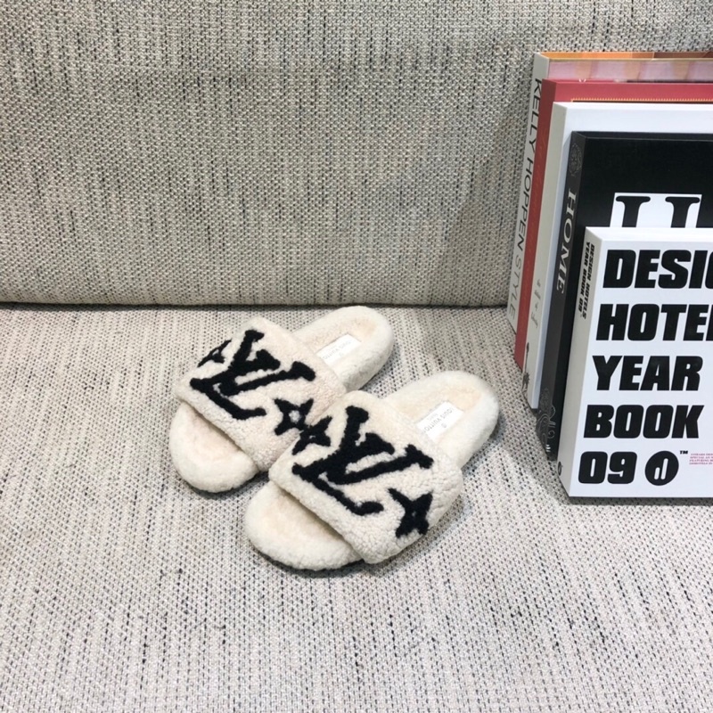 Dép lông cừu LV Louis Vuitton êm ái cao cấp, mẫu mới nhất thu đông 2021