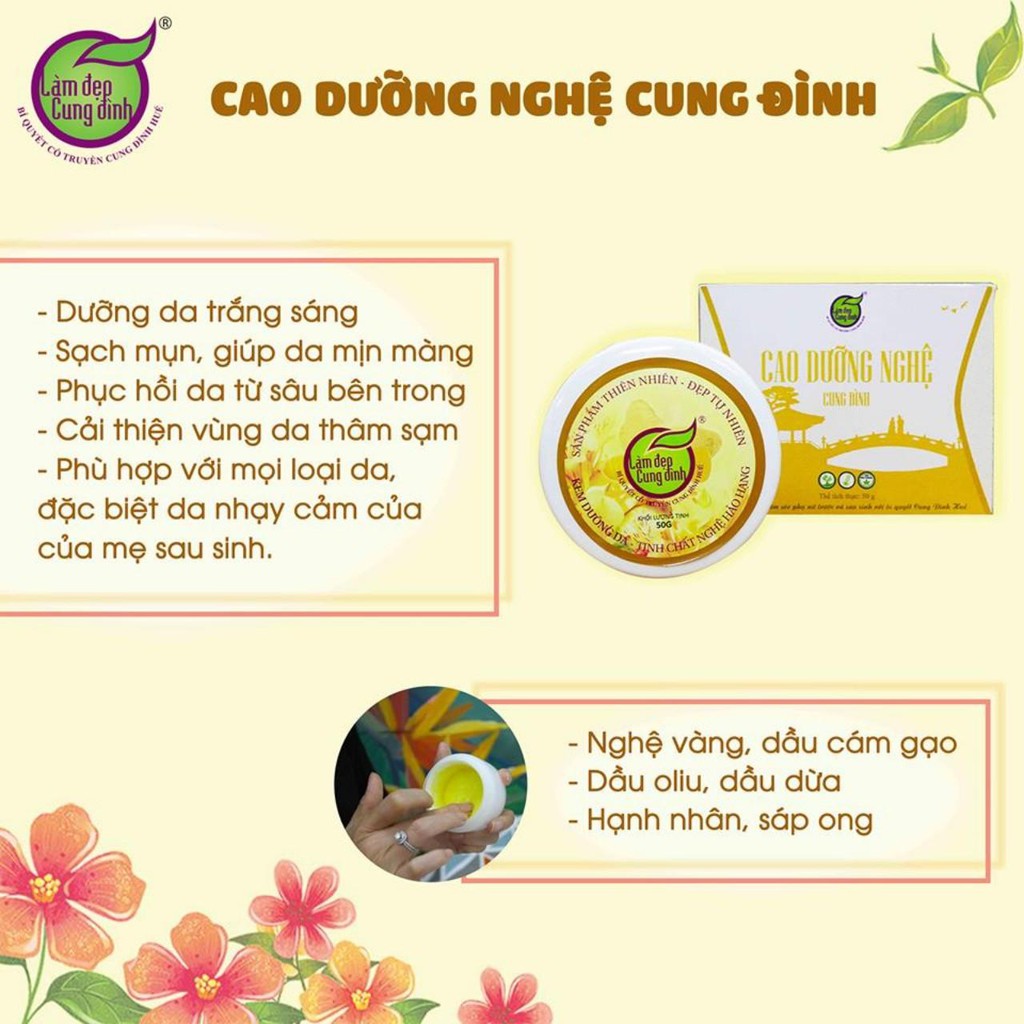 Cao Dưỡng Da Mặt Từ Nghệ Làm Đẹp Cung Đình 50g Giúp Da Trắng Hồng, Mịn Màng