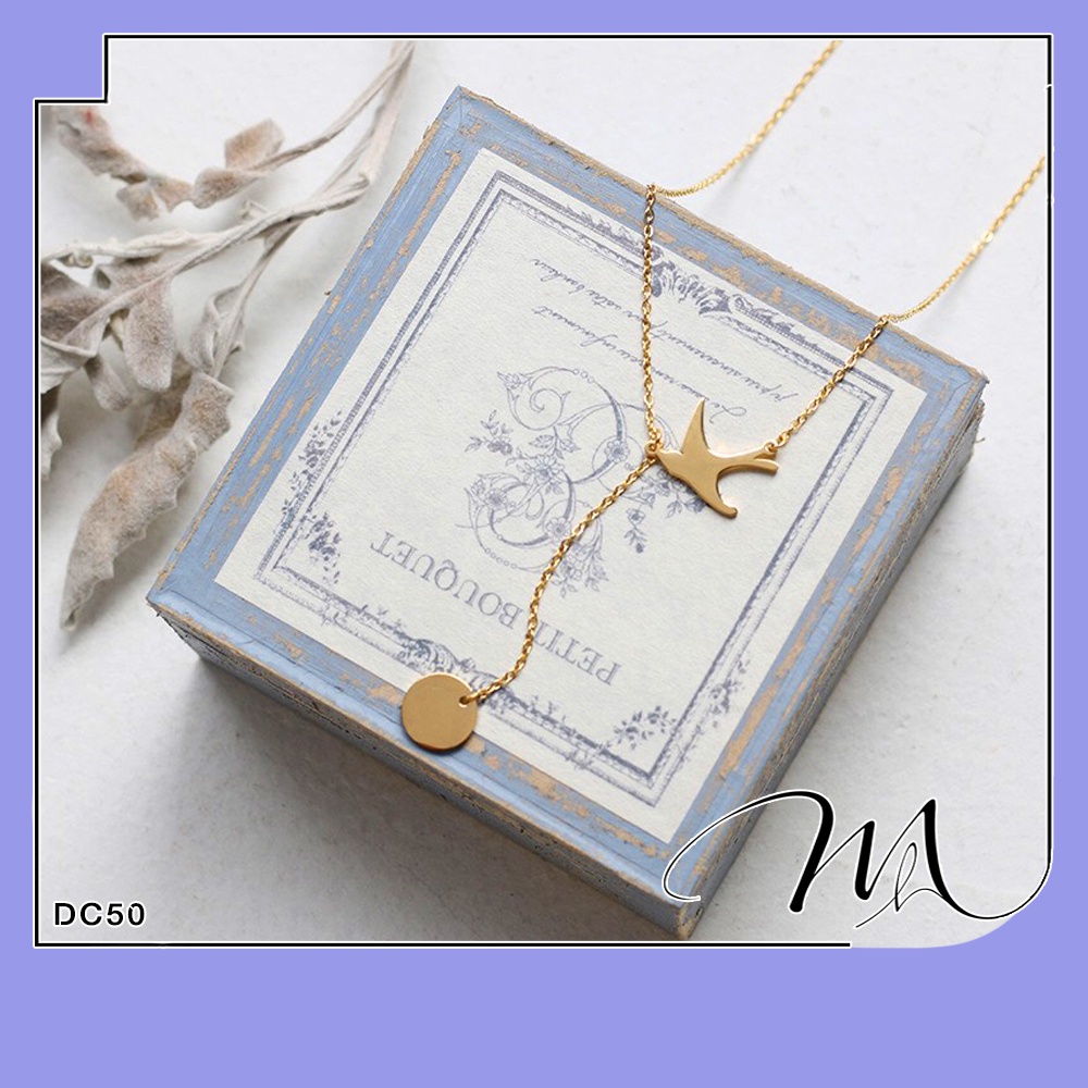 Dây chuyền nữ Titan không gỉ cánh chim mặt tròn độc đáo - Măng’s House DC50