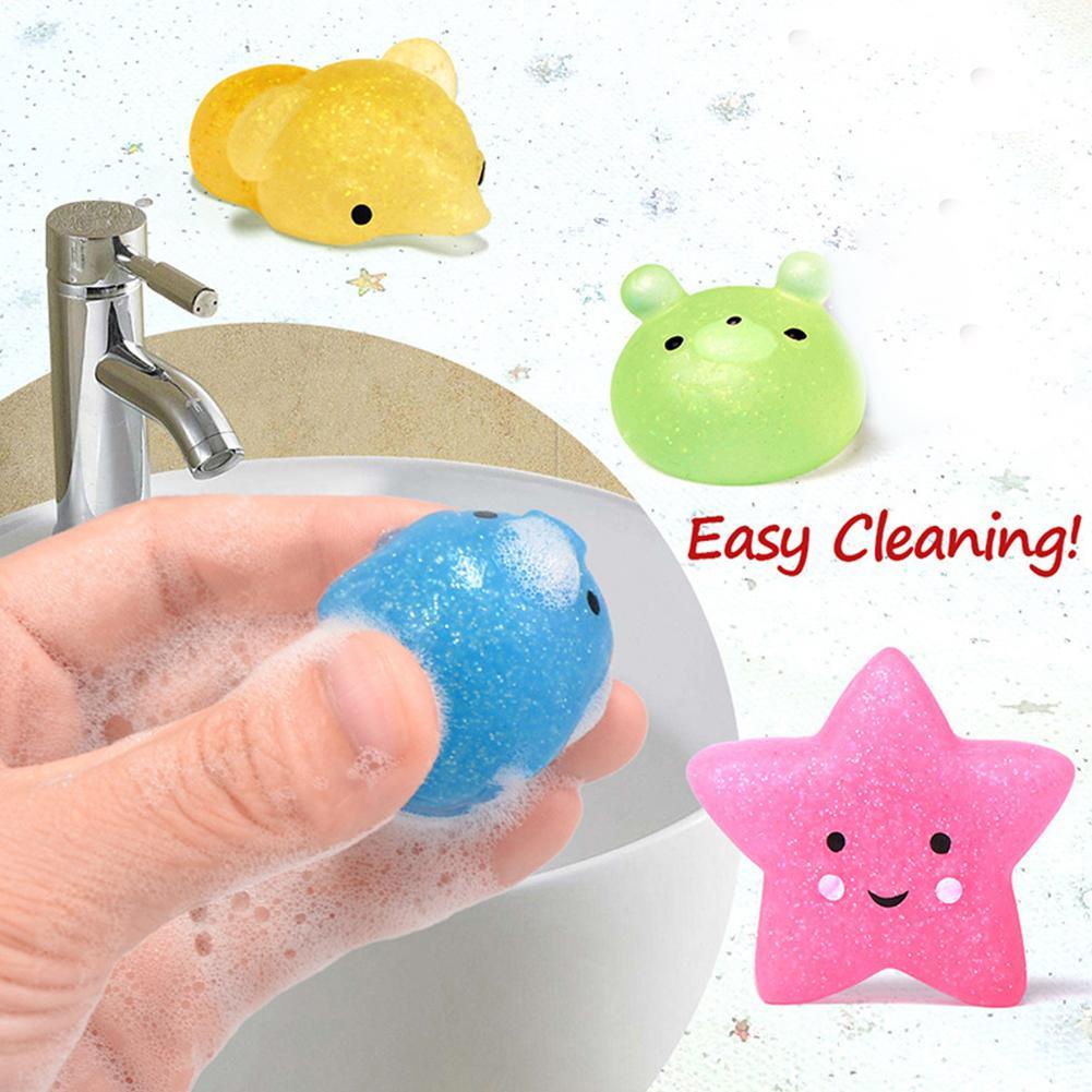 Đồ chơi bóp tay hình động vật có nhạc và kim tuyến lấp lánh e7d1