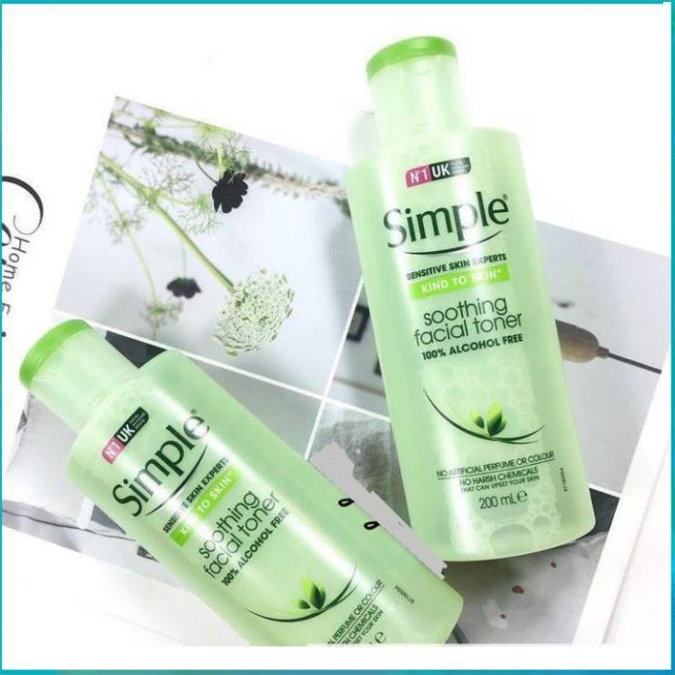 Nước hoa hồng simple [Dùng Là Mê-Hàng Auth] Nước hoa hồng Simple Kind to Skin Soothing Facial Toner (mẫu mới)