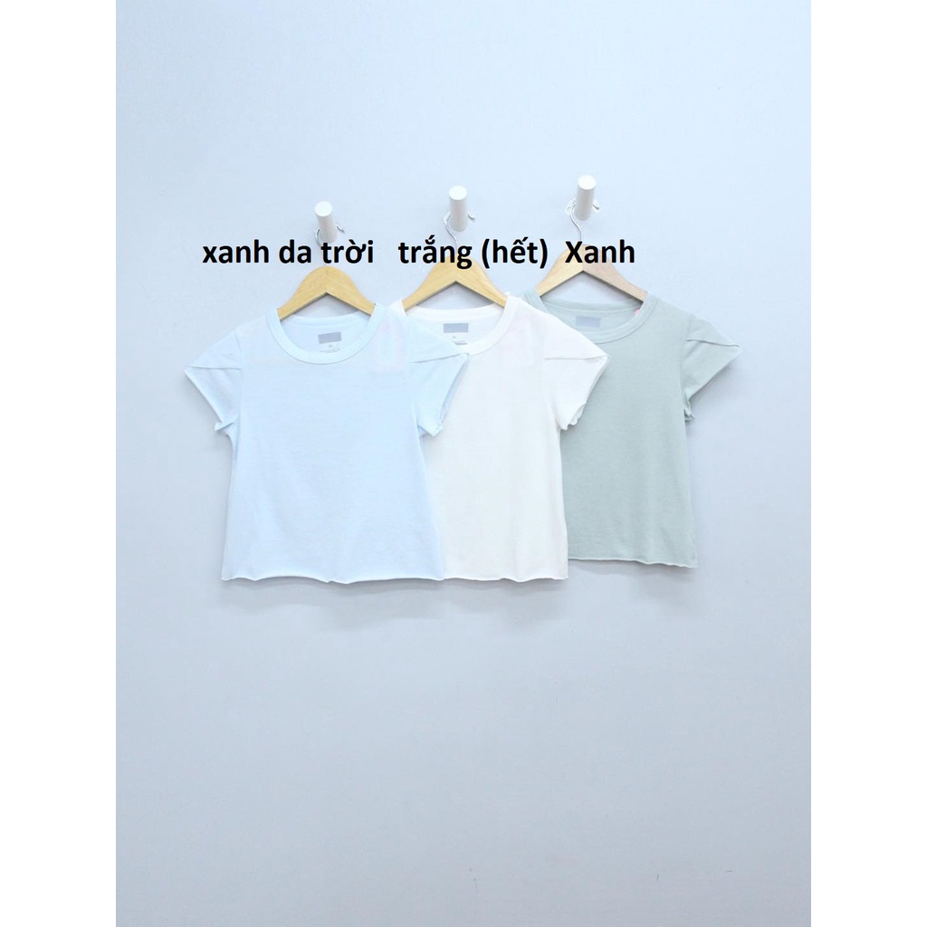Q9923 - Áo thun croptop Arizona cổ tròn tay ngắn xẻ tay cắt lai trơn
