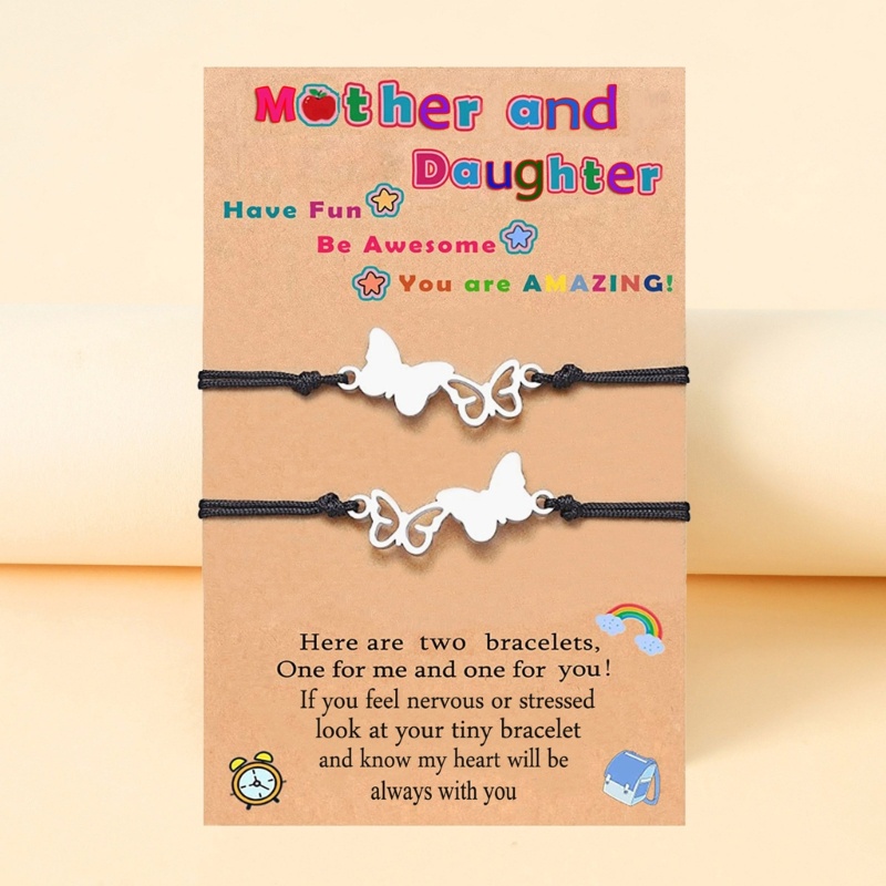 Vòng Tay Dây Thừng Mặt Hình Bướm Rỗng Phù Hợp Cho Mẹ Và Con Gái