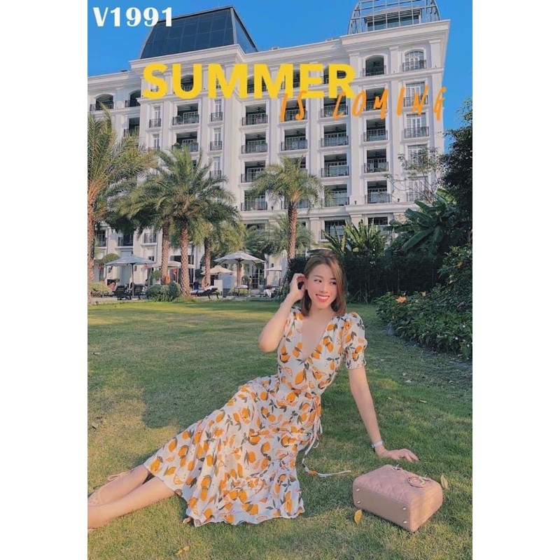 VNU143 - VÁY LEMON DRESS CỔ TIM CHÂN BÈO
