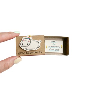 Thiệp Sinh Nhật Hộp Diêm Hippo Birthday