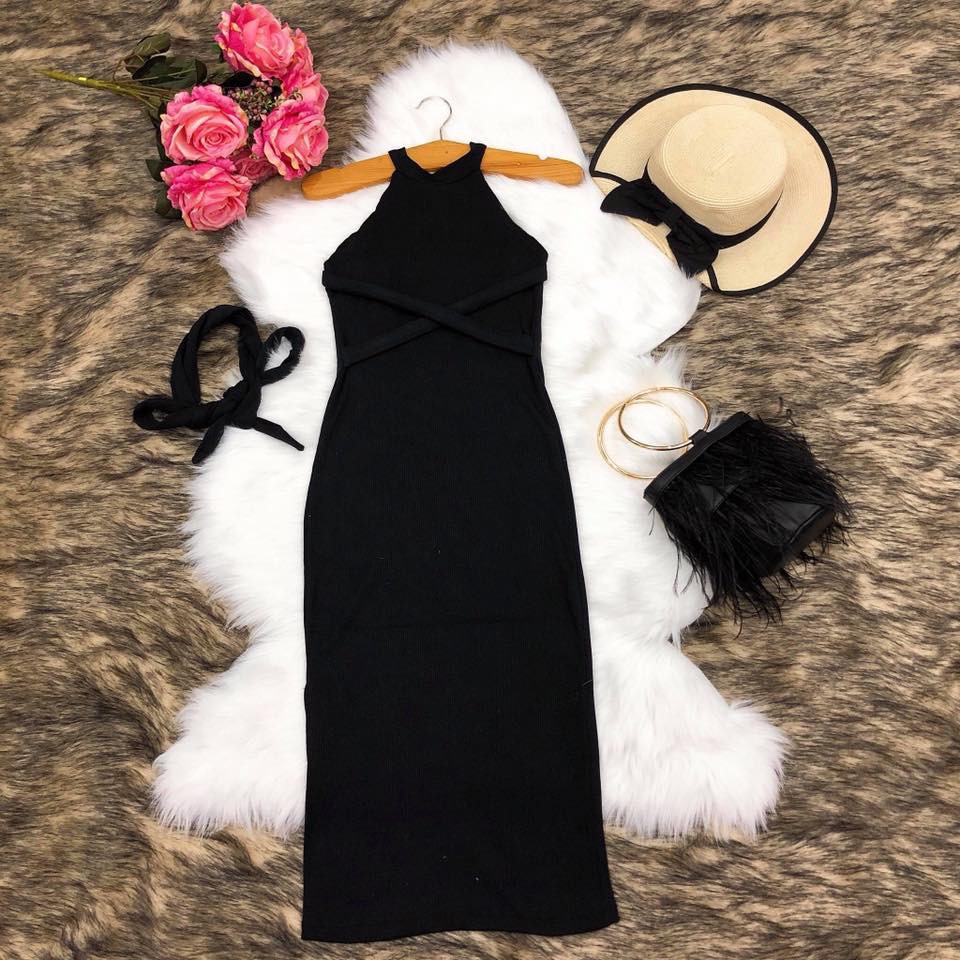 ĐẦM BODY CỔ YẾM ĐAN DÂY EO