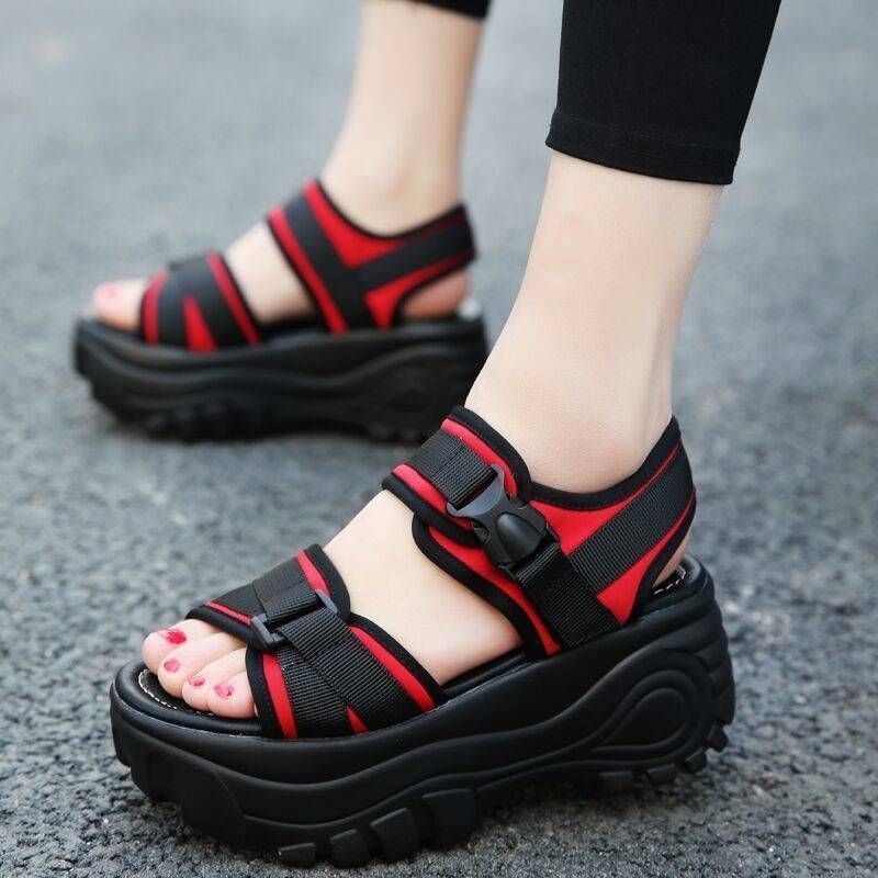 Giày Sandal Đế Dày Tăng Chiều Cao Phong Cách Roman Thời Trang Đi Biển Cho Nữ
