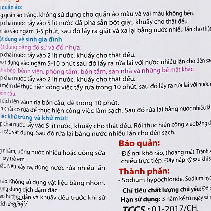 Nước tẩy quần áo trắng Swat Javel 1.2kg