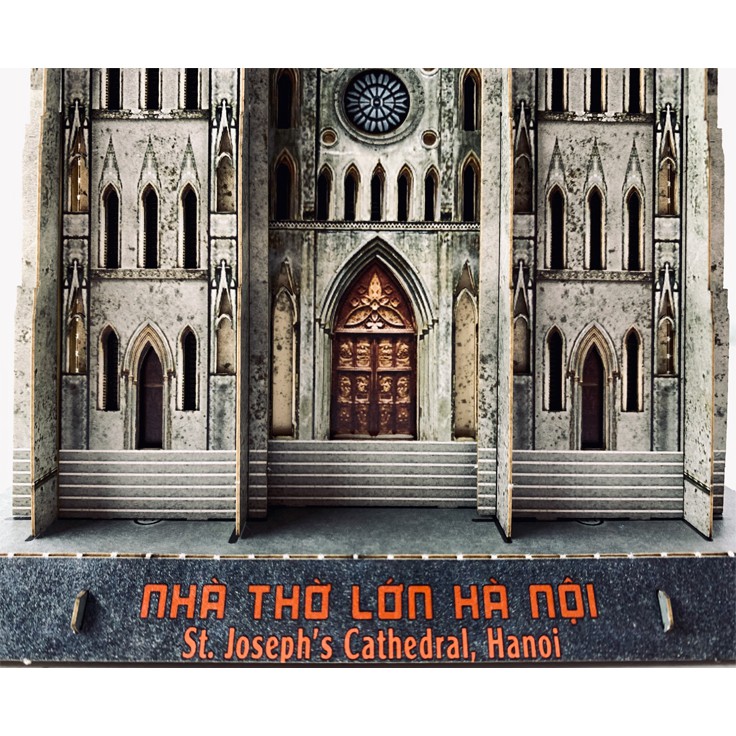 BỘ LẮP RÁP MÔ HÌNH GIẤY 3D NHÀ THỜ LỚN HÀ NỘI 17x35x19cm