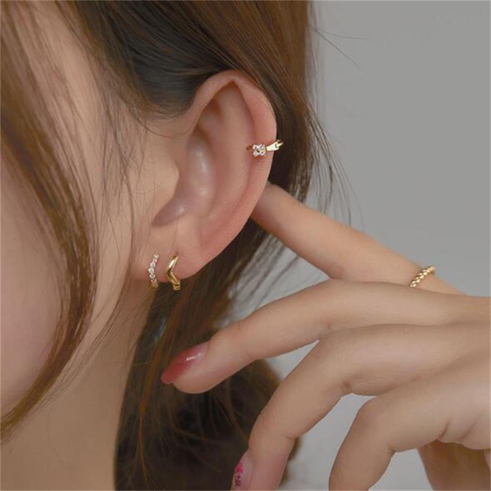 Bông Tai Dạng Vòng Nhỏ Lấp Lánh Cho Nam Và Nữ|Bông Tai Helix CZ Che Sụn Tai