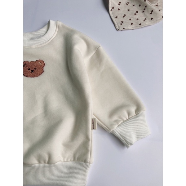 Áo hoodie nỉ bông mềm mại gấu thêu xinh xắn cho bé