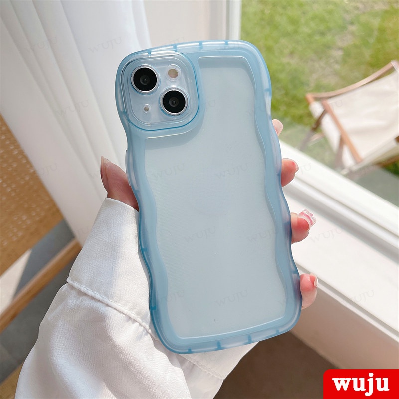 WUJU ốp lưng chống sốc trọng dễ thương những con sóng trong suốt Compatible For iPhone 11 12 13 Pro Max XR X XS Max 7 8 Plus SE