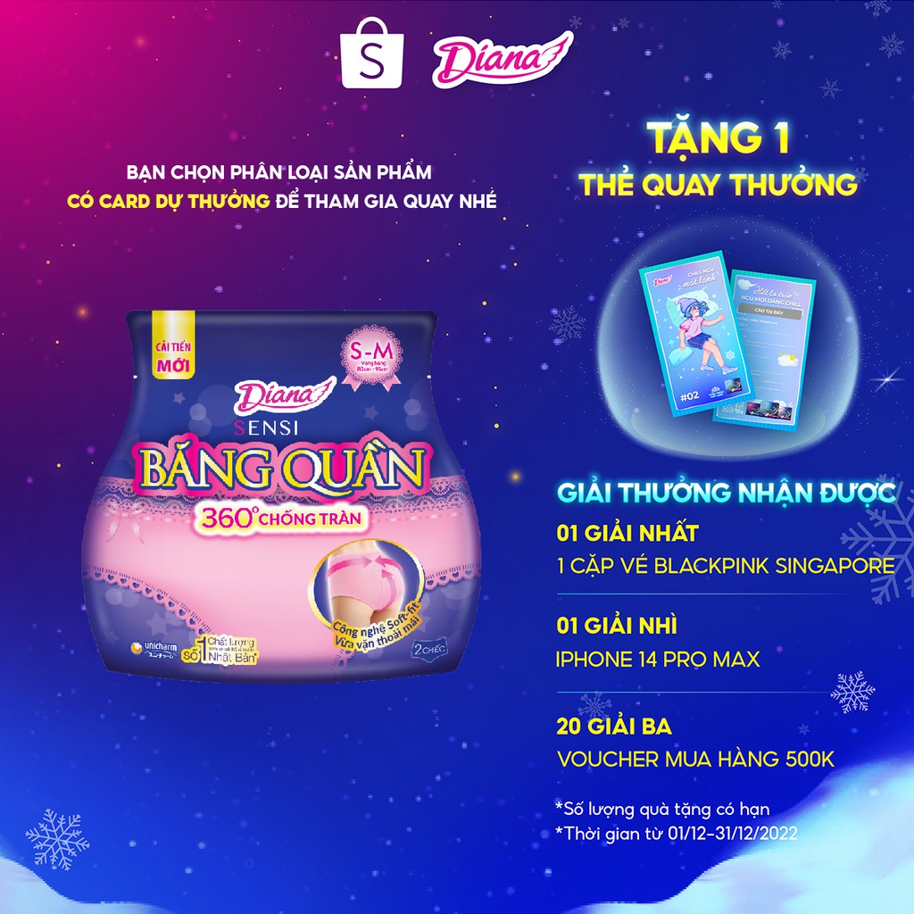 Băng đêm dạng quần Diana size S-M 2 chiếc/ gói