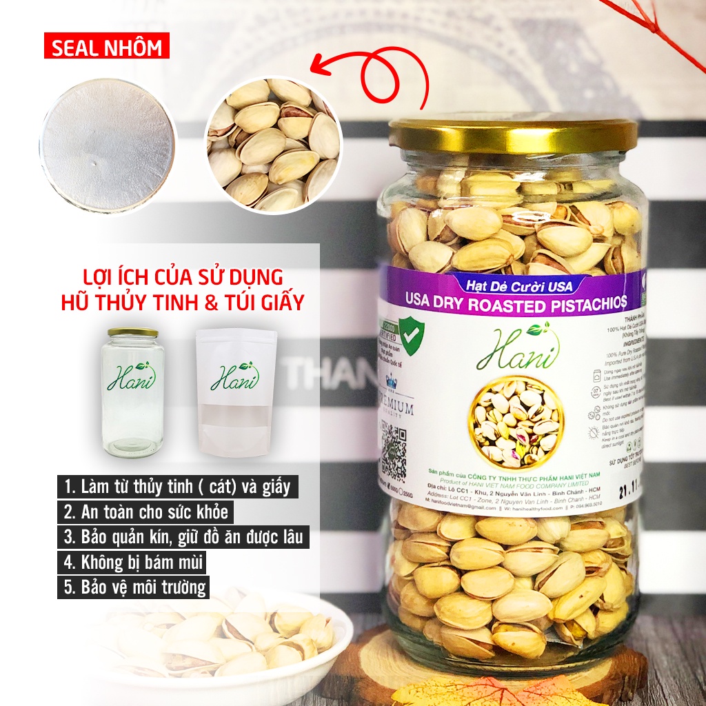 500g Hạt Dẻ Cười Không Tẩy Trắng Chuẩn Mỹ Thơm Ngon  ✔️ HANI FOOD